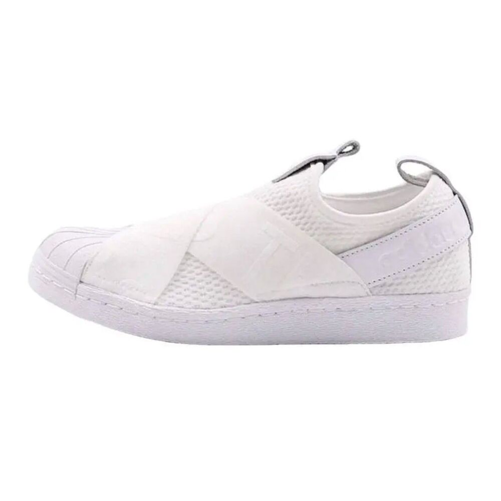 Adidas Superstar Slip-On White Elastic Cross Strap Sneakers Size 6 Pristine
